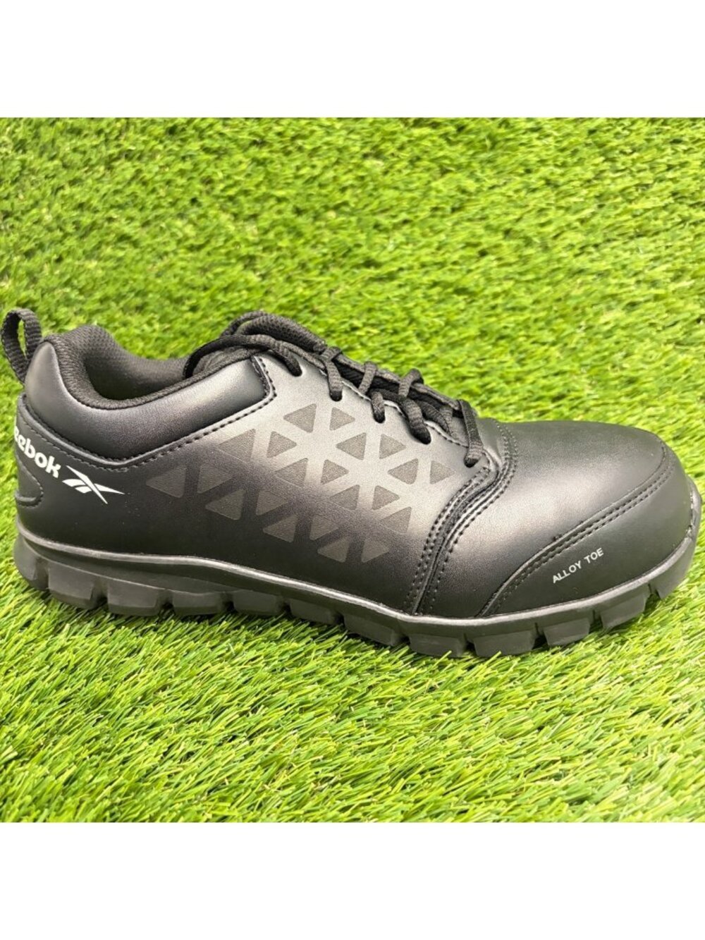 Reebok Sublite Cushion Mens Size 8 Black Leather Composite Toe Safety Work Shoes